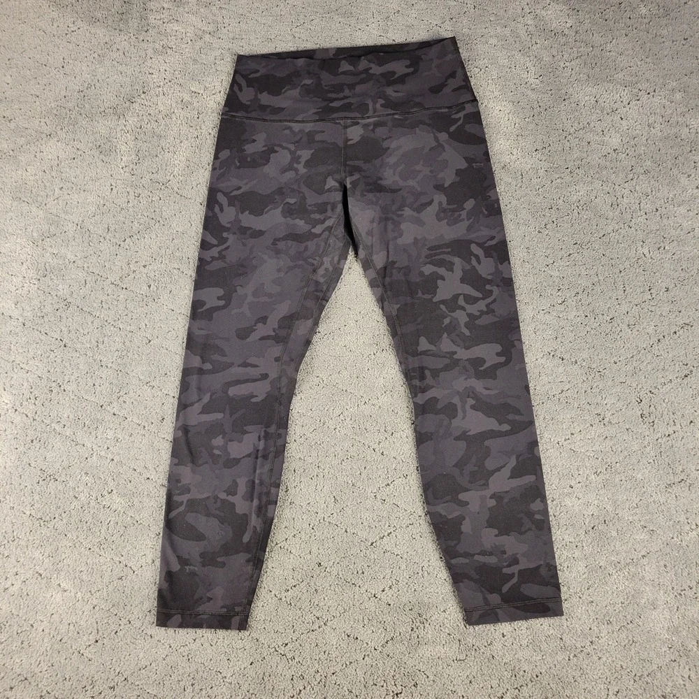 Lululemon Leggings Womens 10 Black Align Camo Crop Compression Athleisure